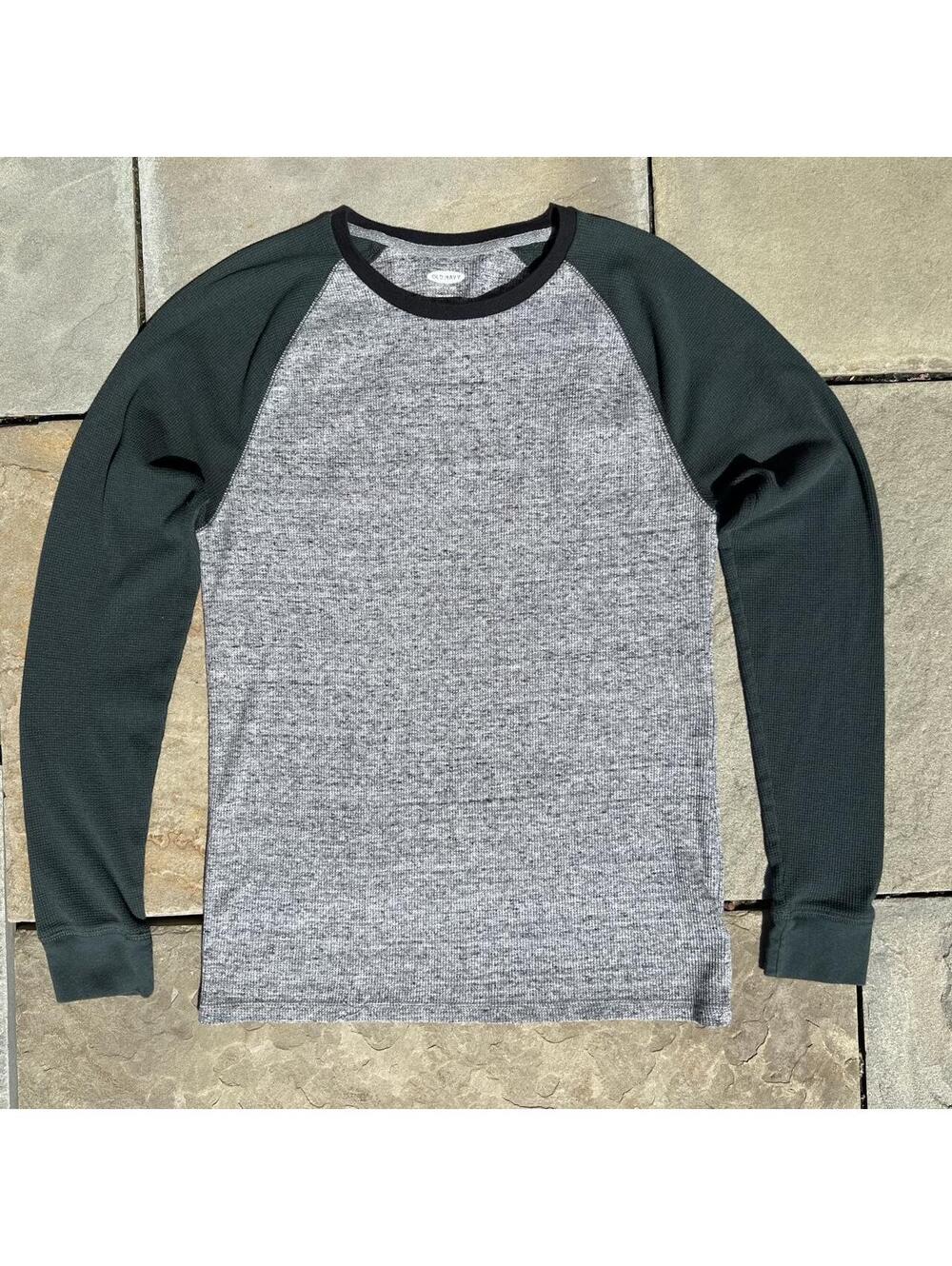 2-Tone Green/Grey Waffle Knit Thermal